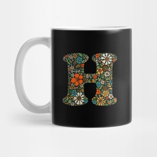 Hippie Floral Letter H Mug